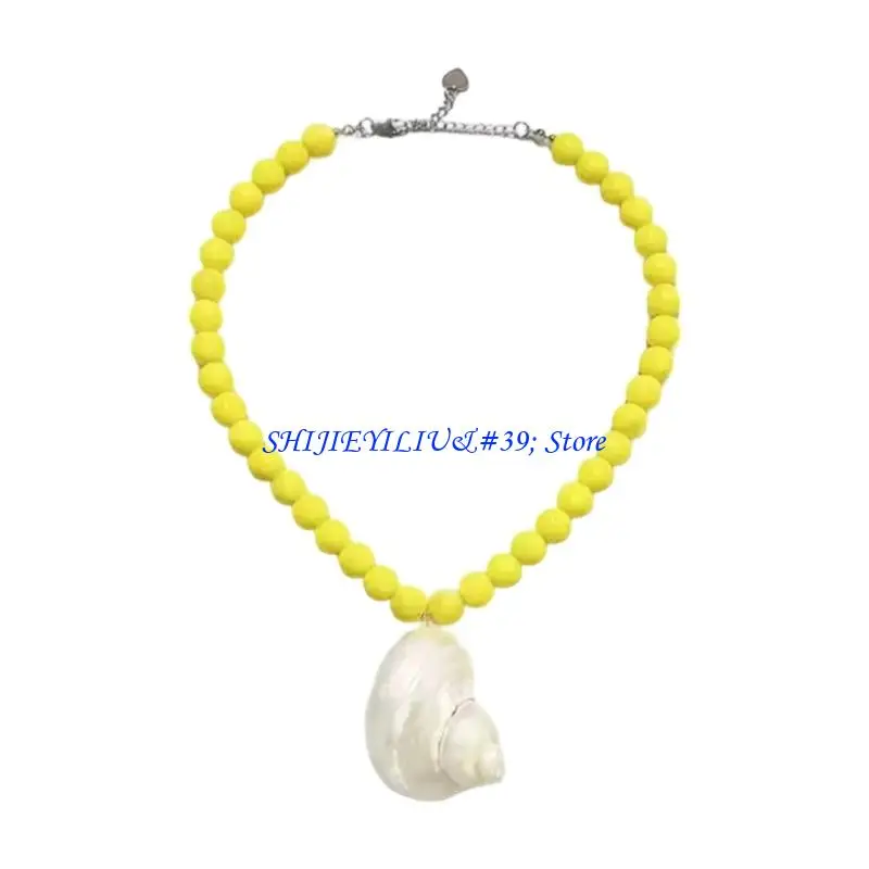 E21F Handmade Sea Beads Necklace Beach Accessory Lightweight Collarbone Chain