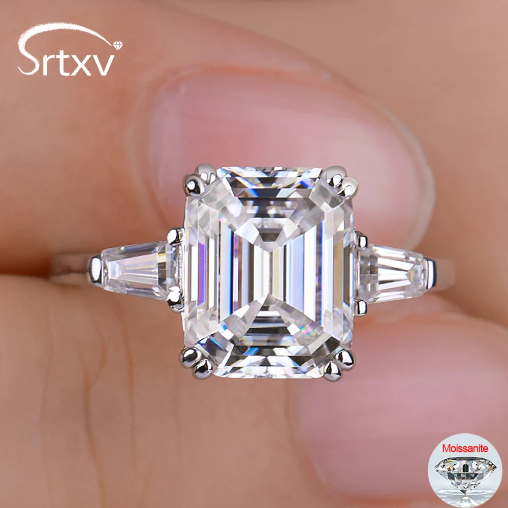 

GRA Certified 1-4ct All D Moissanite Rings for Women S925 Sterling Silver Wedding Emerald Cut Diamond Marriage Band Gift Jewelry