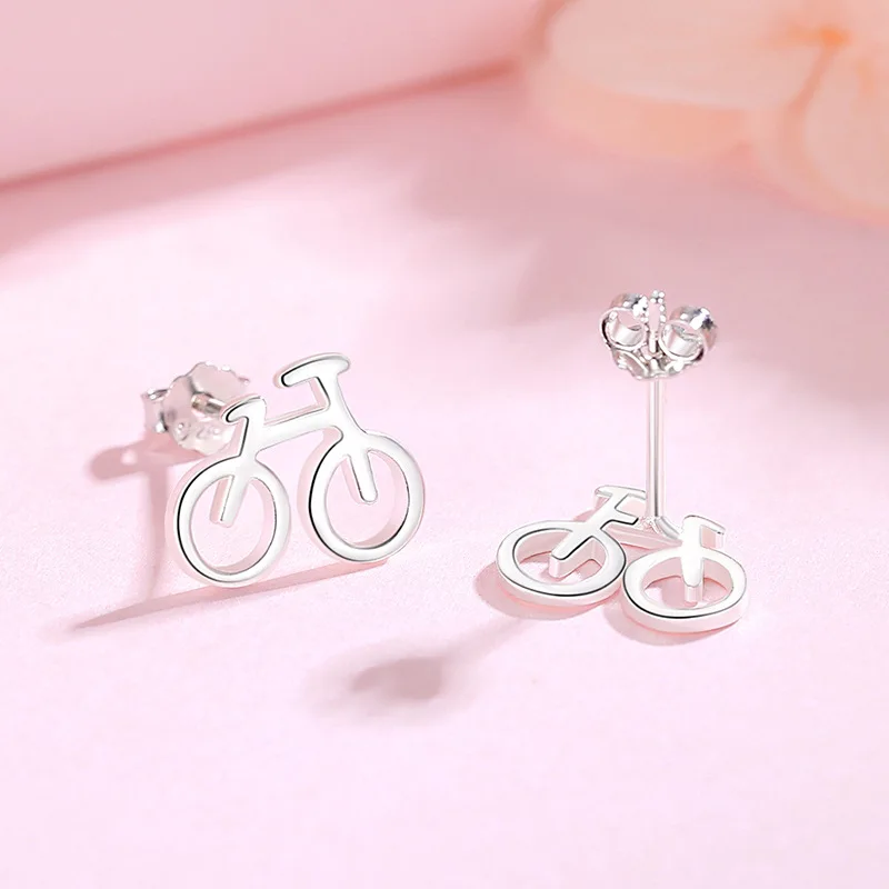 RYJU-pendientes de plata de ley 925 para hombre y mujer, aretes pequeños de bicicleta Punk, moda deportiva, regalos de joyería para mejor amigo