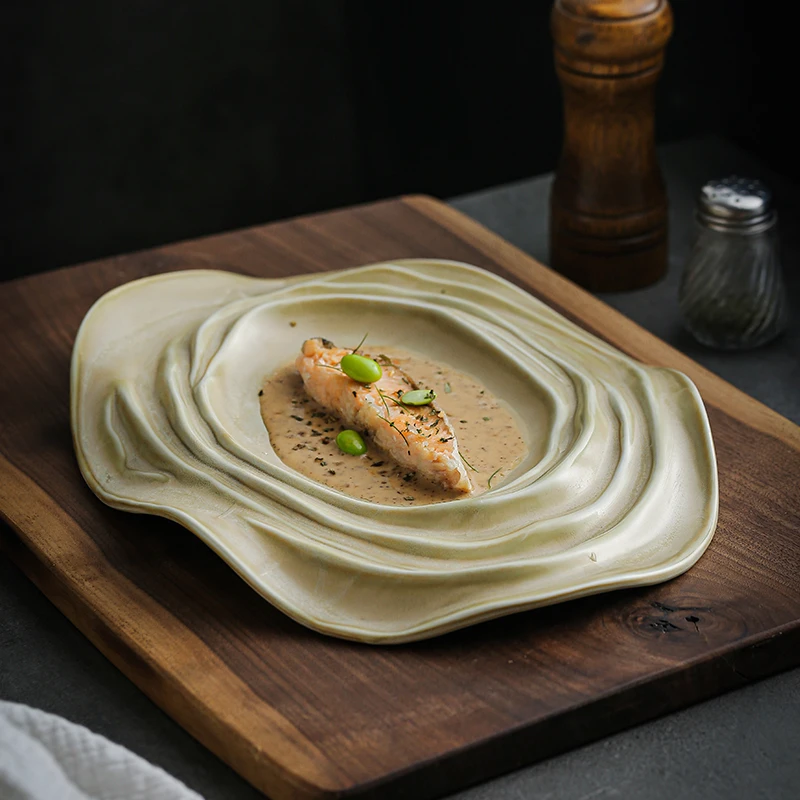 Creative Special-shaped Ceramic Dish New Artistic Conception Cold Dish Hotel Club Special Ceramic Tableware Dish Westernfooddish