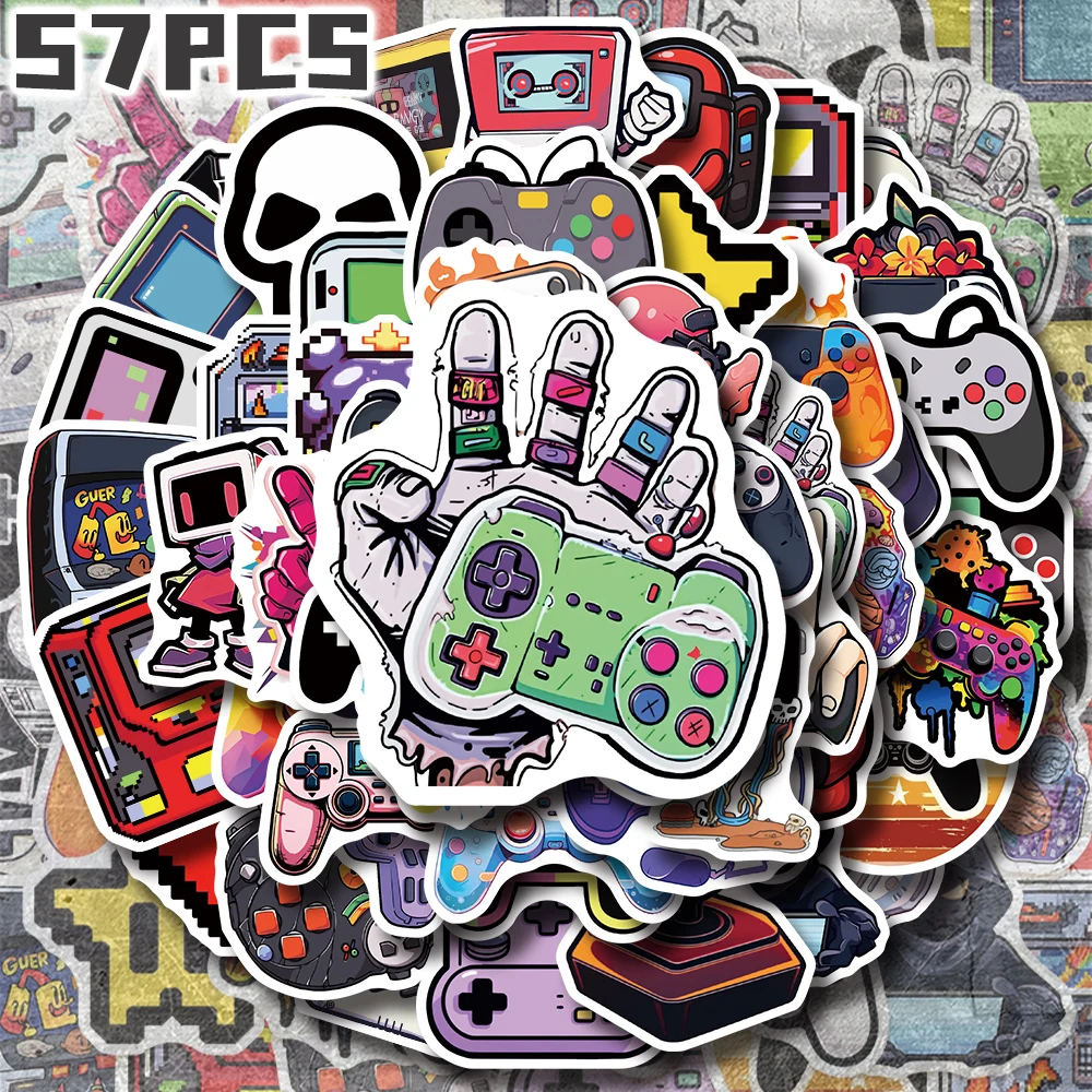 57pcs vintage video game controller stickers for holiday party decor Back to school Class reward Birthday gift skateboard