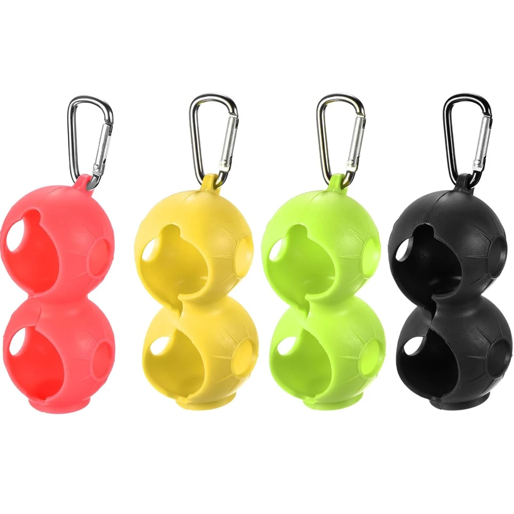 1pcs Golf Ball Holder, Silicone 2 Balls Carrier Protective Portable Sleeve with Buckle for Golf Baseball Bag Belt