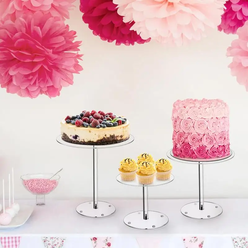 Wedding Cake Stand 3 Pieces Clear Cake Display Stand Dessert Table Display Set Round Tier Cake Stand For Desserts Candies