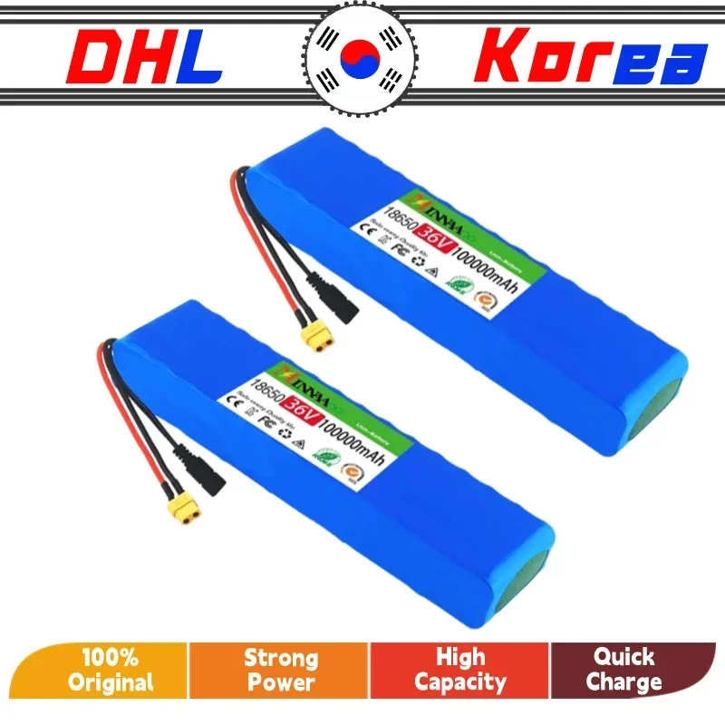 

36V 100Ah 18650 lithium battery pack 10S3P 500W High power Same port 42V Electric Scooter M365 ebike Battery with Bracket
