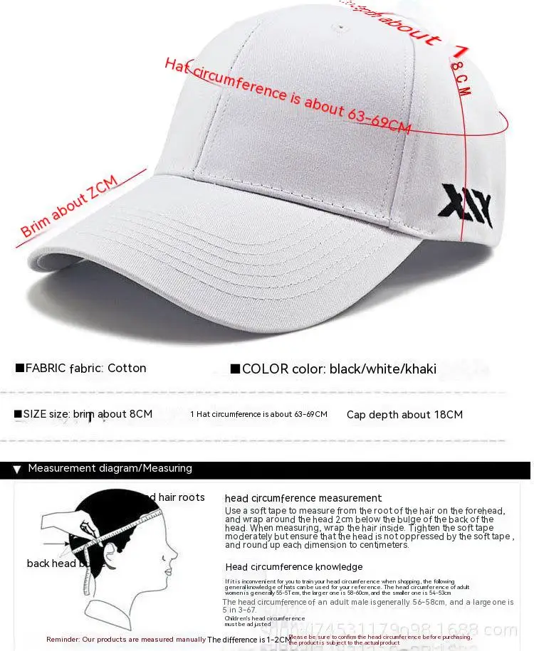 Großer Kopf Männer Frauen Jugend Jungen Mädchen große Baseball kappe Baumwolle Sport hüte erstklassige übergroße Hysterese nhut 56-58cm 60-68cm – Detail 9