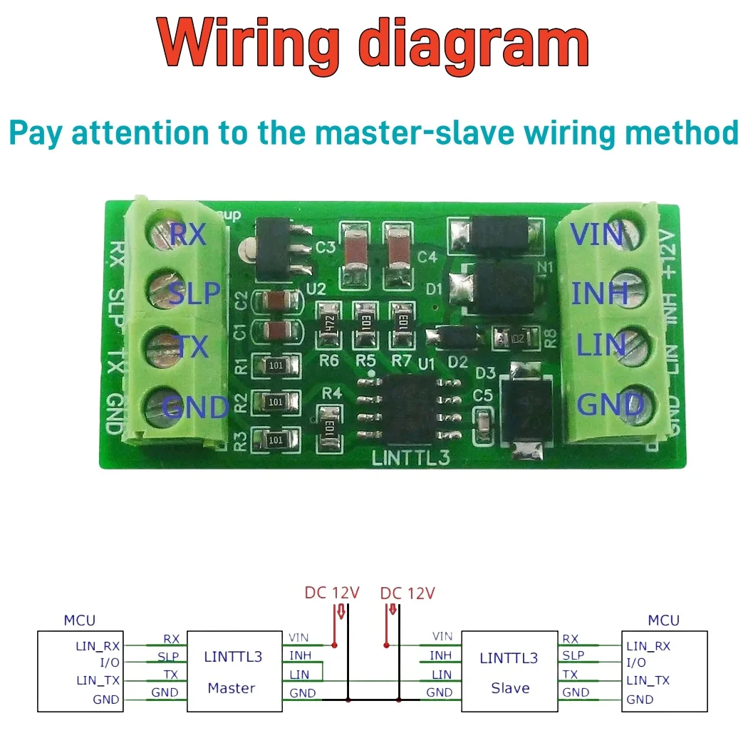 LIN Bus Module LIN 2.1/SAE J2602 Transceiver Master-Slave Protocol Controller 20KBD UART TTL232 RS485 K-line Can Data Analyzer