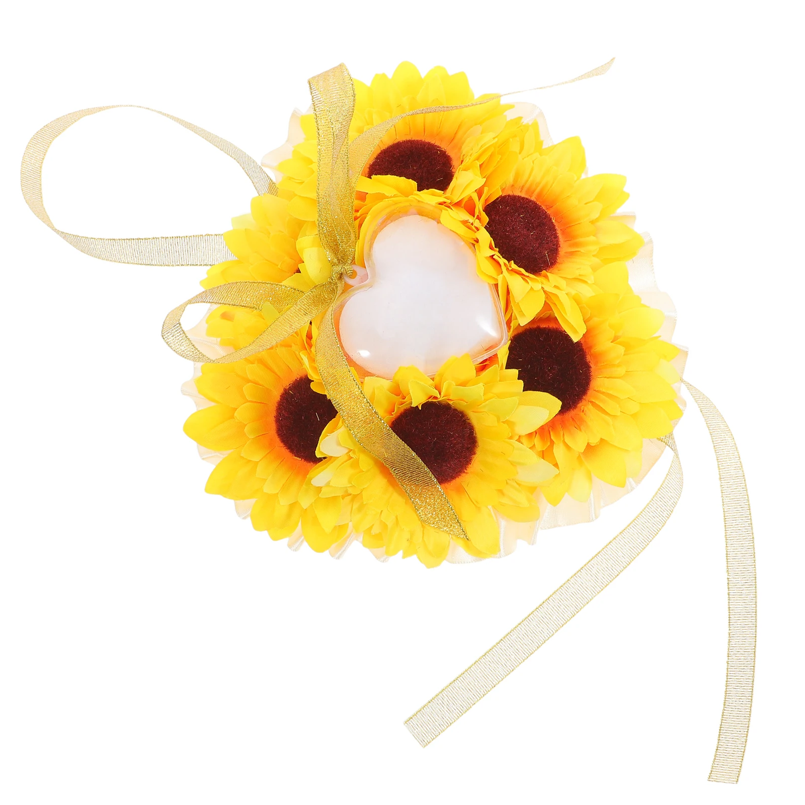 

Ring Pillow Wedding Flower Pillows Cushion Sunflower Holder Decorative Rings Embroidered Bride