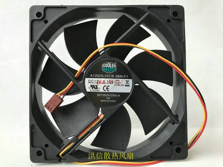 Cooler Master A12025-12CB-3BN-F1 DC 12V 0.16A 120x120x25mm 2-Wire Server Cooling Fan