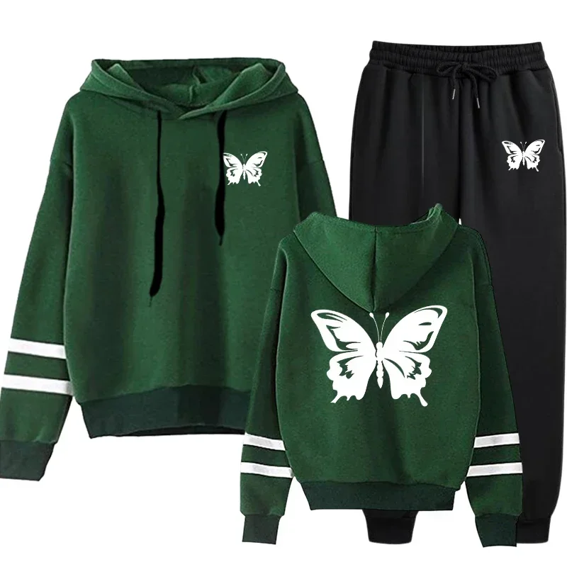 Women Tracksuit Casual Daily Hoodies Quality Single Piece Stripe Sweatshirt and Sweatpants Comfort Outdoor Jogging Autumn Winter