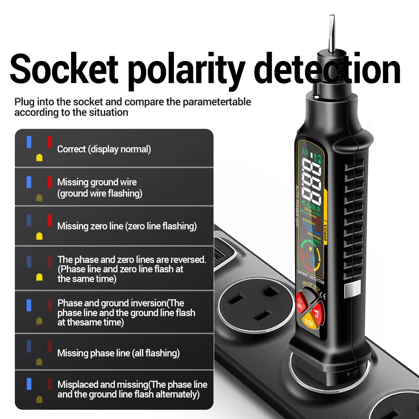 Circuit Finder Smart Outlet Checker With LED Display & Light 2-300V Ac Circuit Breaker Finder For Home Electric Power Rv Camper