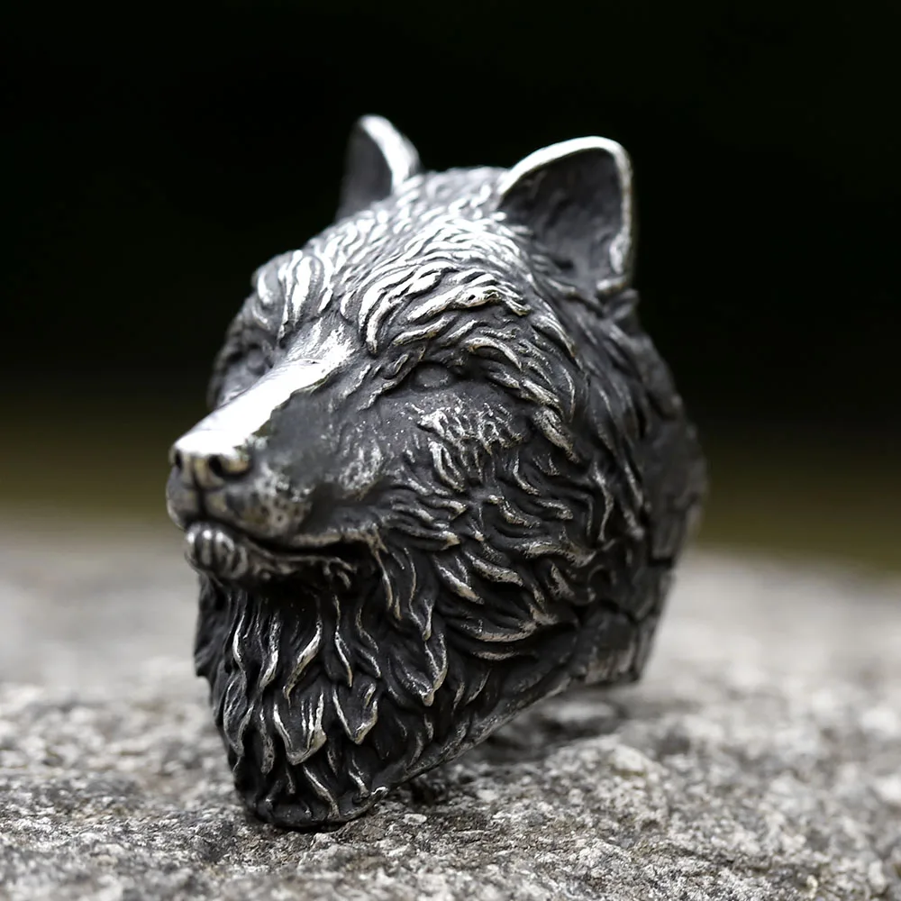 2023 NEW Men\'s 316L stainless steel rings Nose Viking Style Scandinavian wolf head Animal Ring Jewelry Amulet Gifts
