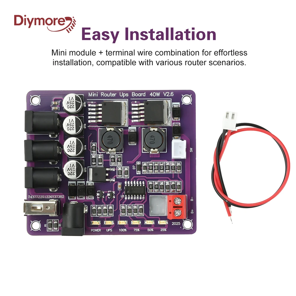 40W Mini Router UPS Board DC 12.6V To 13.0V UPS Step Up Down Board Buck Converter Power Supply Module