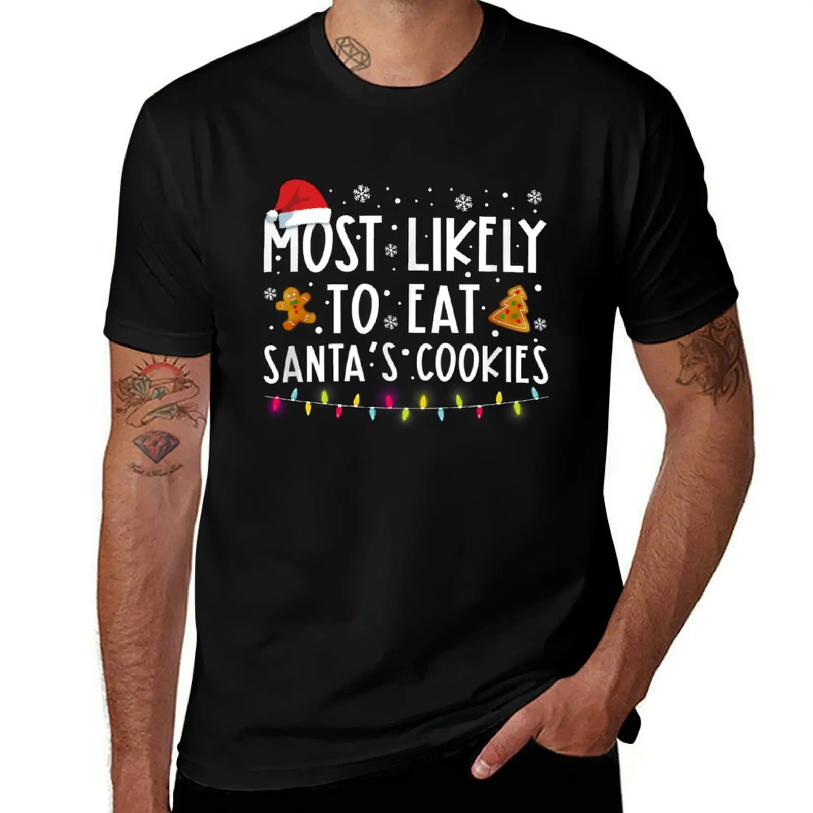 

Eat Likely Santa Most Cookies To T-Shirt Casual Holiday Short Sleeve Tee