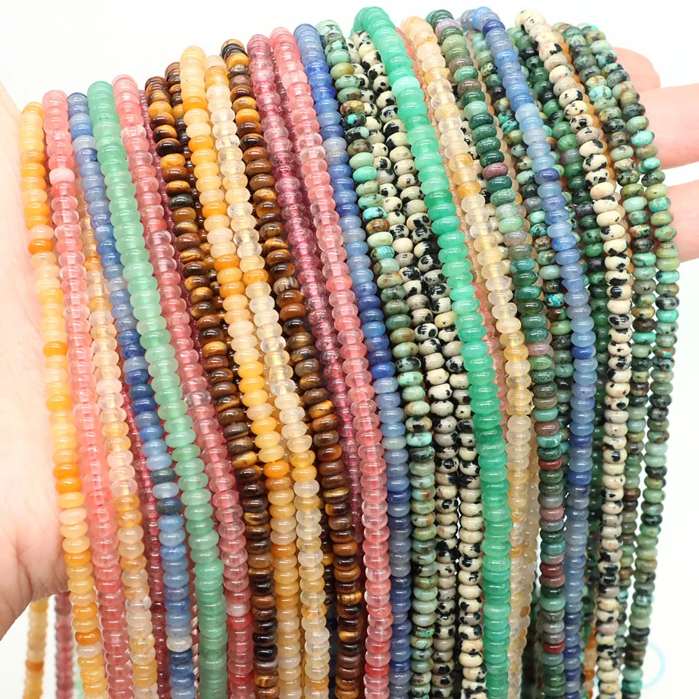 2x4mm Natürliche Abacus-Steinperlen Türkis Achat Jade Flache Rondellperlen für Schmuckherstellung DIY Armbänder Halsketten Zubehör