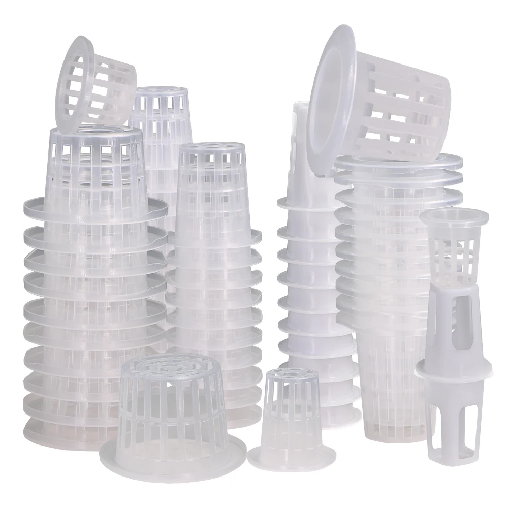 10PCS Transparent Hydroponics Slotted Mesh Plant Cups Aeroponic Planting Heavy Duty Net Pots Soilless Bucket Basket Grow System