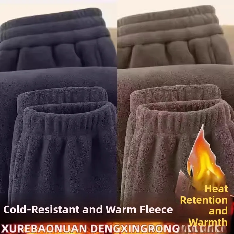 Thiened على الوجهين Fce الدافئة الرجال السراويل الطويلة الخريف الشتاء الترفيه الرياضة Sle بنطلون للارتداء اليومي والعمل