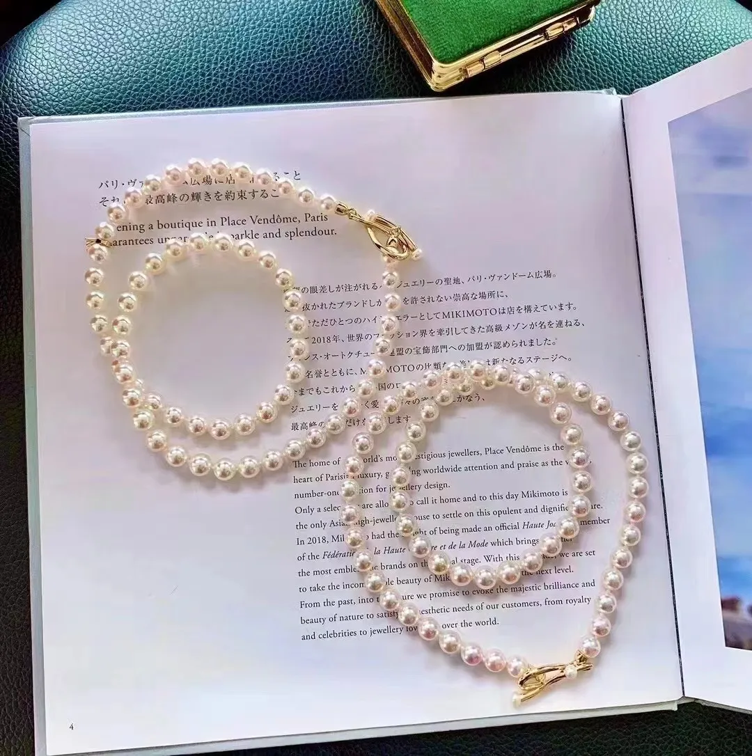 High Chic Fresh Water 6.5-7.5mm Round Choker White Genuine Pearls necklaces for Women Holidays Presents