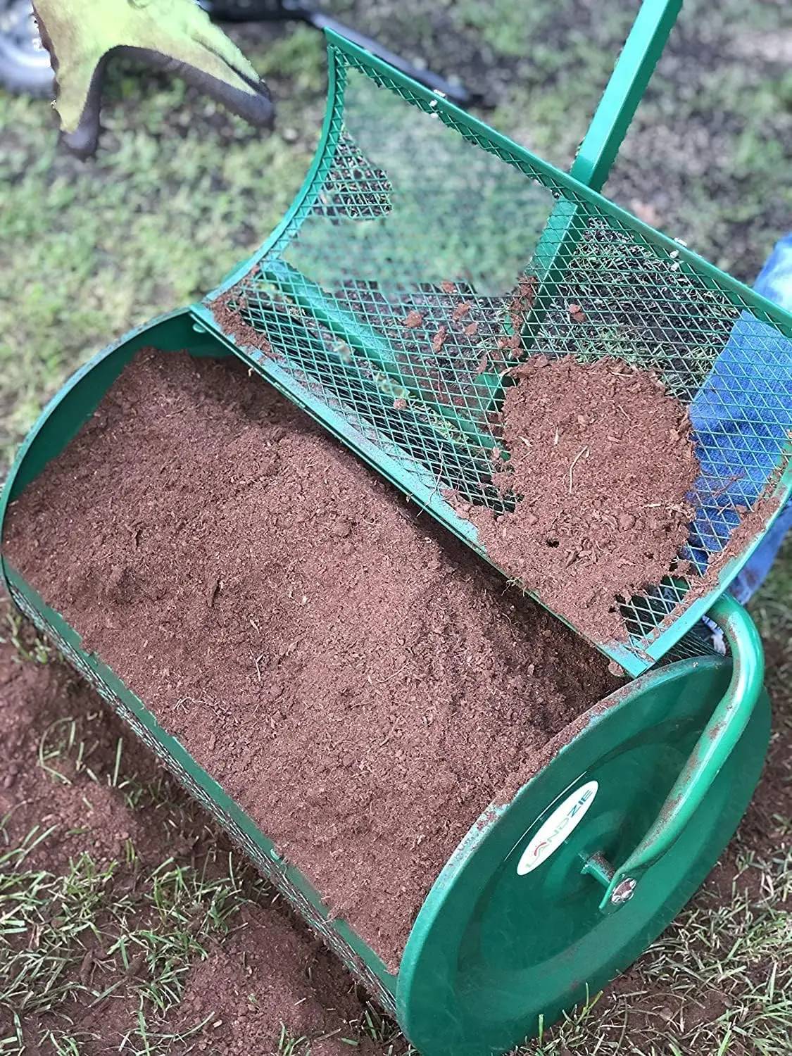 Dzie Kit de cuidados para gramado e jardim - Malha de 44 polegadas push/tear atrás do espalhador e sonda de amostrador de solo de aço de 20 polegadas - Teste de plugues de grama