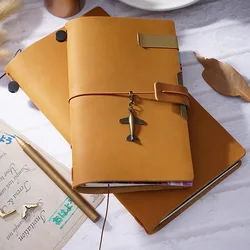 El yapımı dana dizüstü balmumu ve yağ hakiki deri günlük DIY seyahat not defteri geri okul planlayıcısı tasarımcı Sketchbook hediye