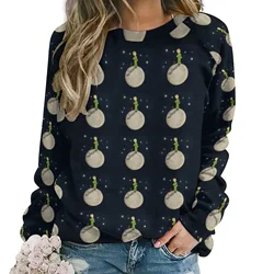 Sudadera con capucha del Principito para mujer, ropa de calle divertida con estampado de animales, informal, de manga larga, Kawaii, personalizada, talla grande, otoño