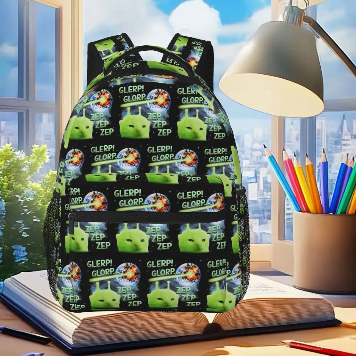 Рюкзак Glerp Glorp Alien Cat Weird Brainrot Meme Space Humor для студентов, школьников, мальчиков и девочек, сумка для книг, школьная сумка, наплечная сумка для мужчин и женщин
