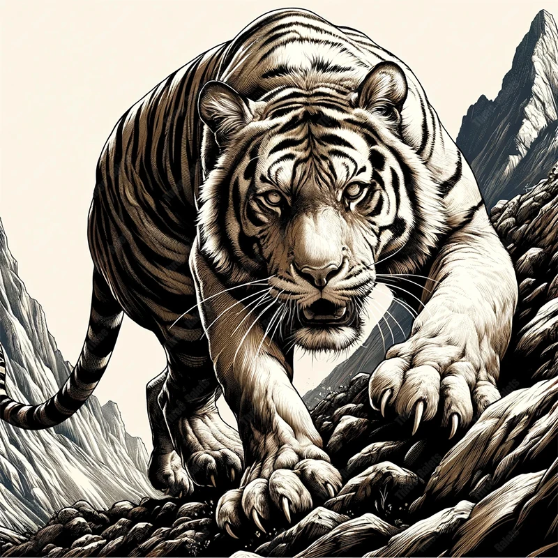 Three Ratels QL120 Fantasy Beast Dragon  Phoenix  Tiger and Eagle Colored Self Adhesive Poster