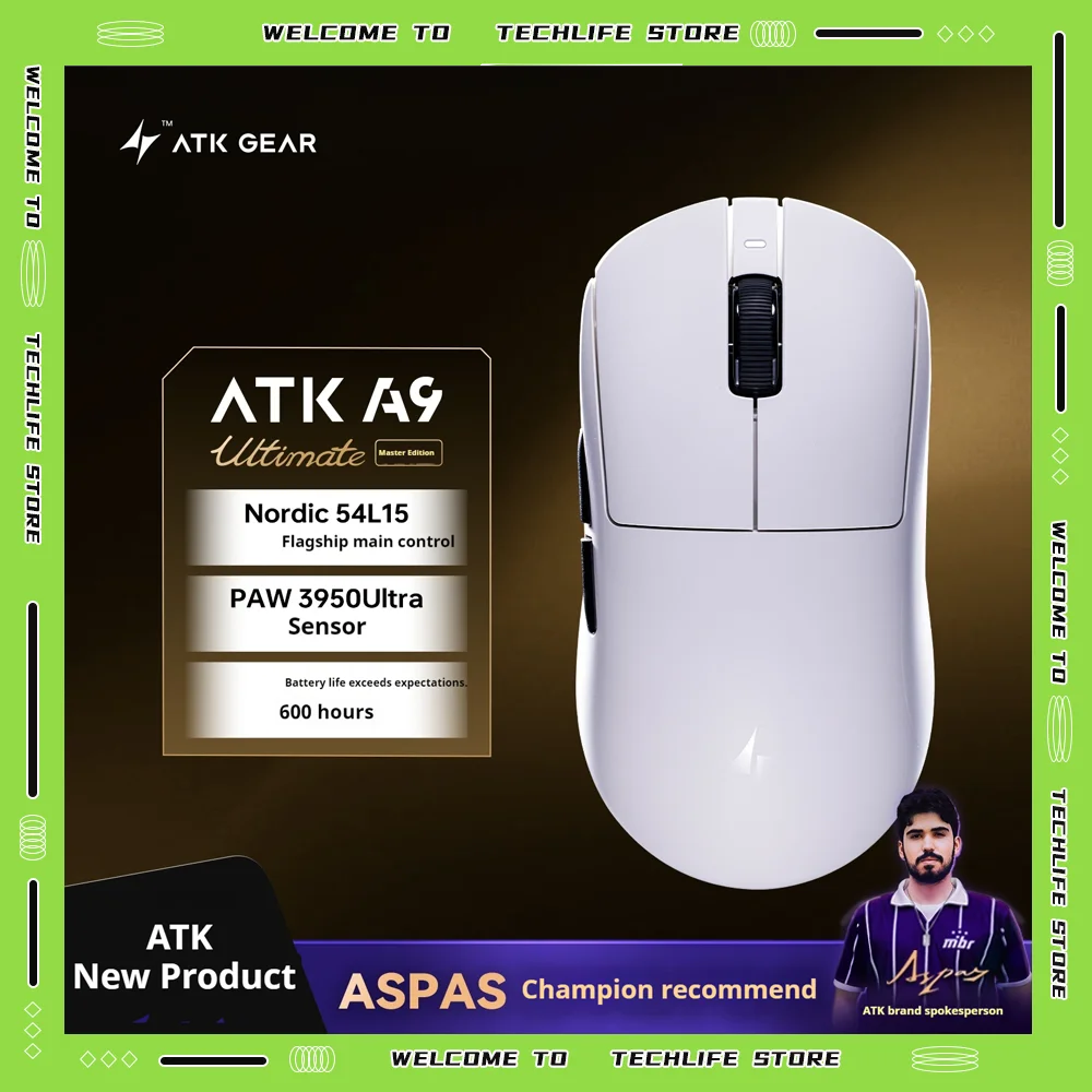 

ATK Dragonfly A9 Ultimate Master Ultra Tri Mode Wireless Gaming Mouse 8K Polling PAW3950 Lightweight Halloween Esport Peripheral