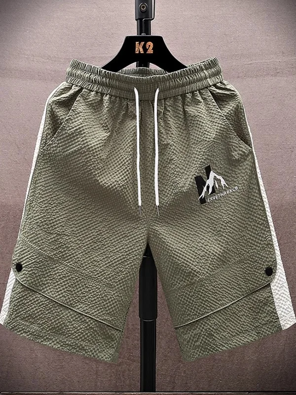 

Мужская летняя рабочая одежда orts, повседневные свободные прямые брюки из ледяного шелка длиной пять четвертей, спортивные брюки из ткани с пузырьками