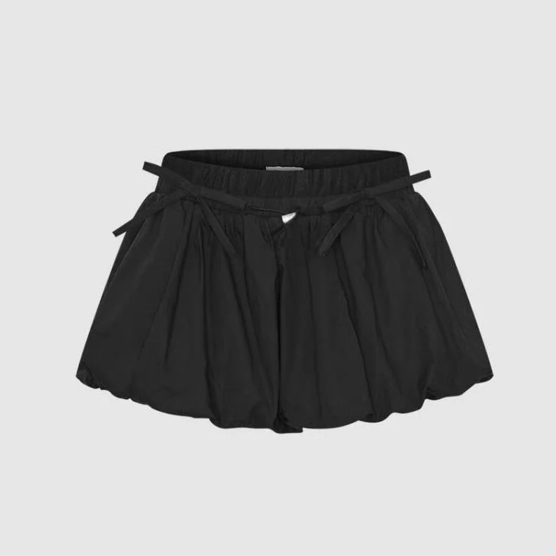 

Spring New Knot Elastic Waist Dstring Flower Bud Ultra ort orts Women's Faion Commute Sle Skirts