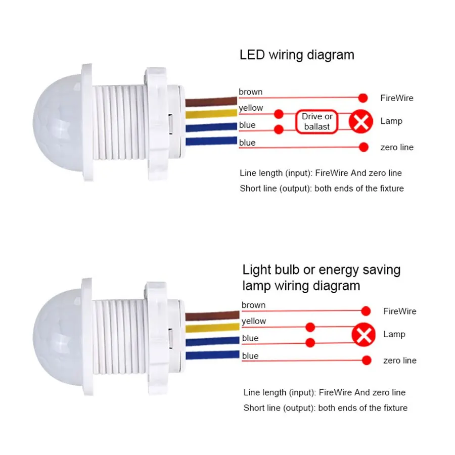 AC 220V 110V LED PIR Infrared Detector IR Infrared Motion Sensor Switch Adjustable Time Delay Switch for Home Lighting Induction