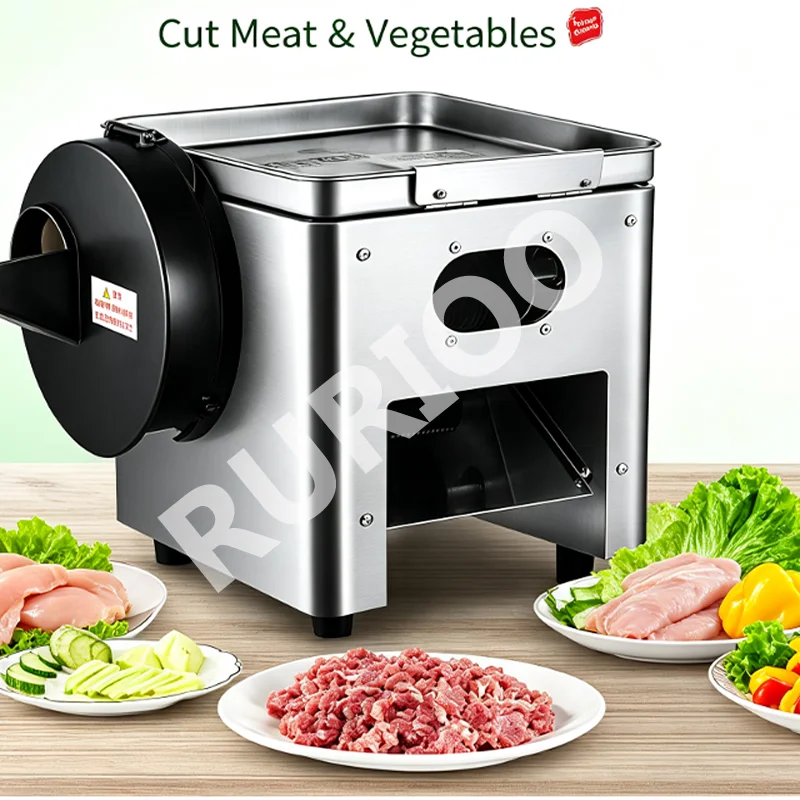 Commercial Electric Meat Slicer Stainless Steel Multi Function Meat Cutting Machine for Slicing Shredding Vegetable