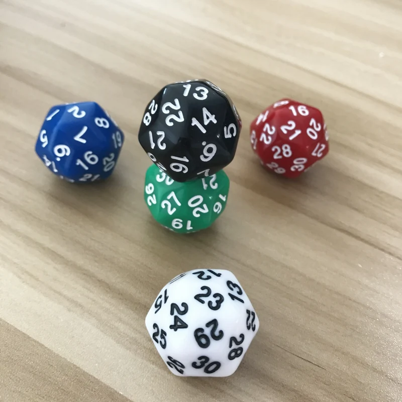 Dice 1Pcs/Lot D30 Thirty-surface 25mm Digital Dice Quality Colour Acrylic Rounded Corners Originality Dice Set Yernea