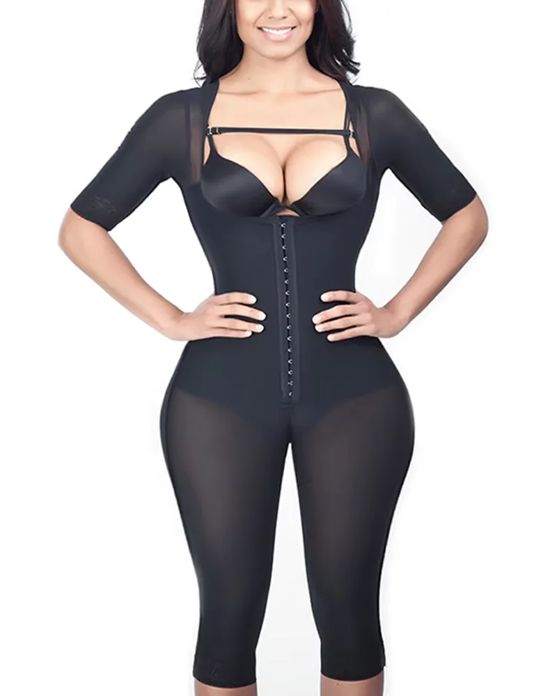 Post-Surgical Long One-Piece Cotton Girdle Full Body Shaper Tummy Control Fajas Colombian Girdle Waist Trainer Flatter Figure