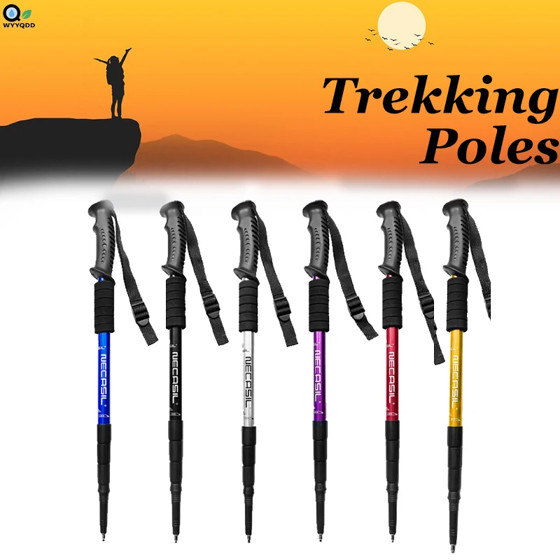 

Ultra-Light Aluminum Alloy 4-Section Outdoor Straight Shaft Hiking Poles – Internal Lock Shock-Absorbing Trekking Sticks