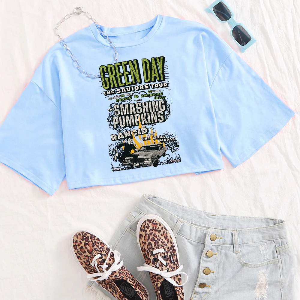 Green Day savors Band camicie donna Crop Top traspirante Streetwear abbigliamento Fashion Top