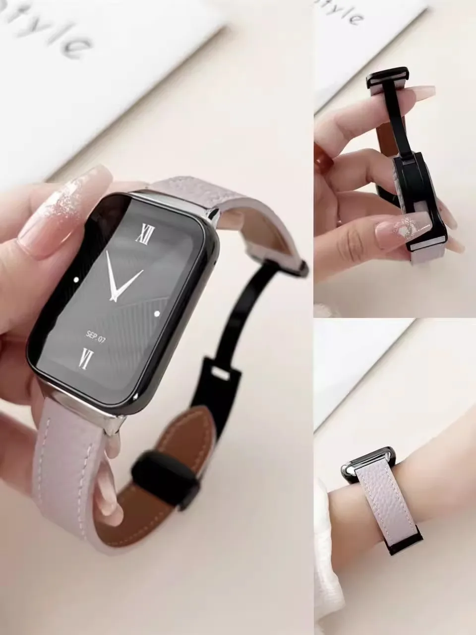 حزام جلد لشاومي مي باند ، سوار مشبك مغناطيسي لساعة ريدمي 4 ، سوار معصم بديل ، ملحقات حلقة ، 8 برو ، الموضة