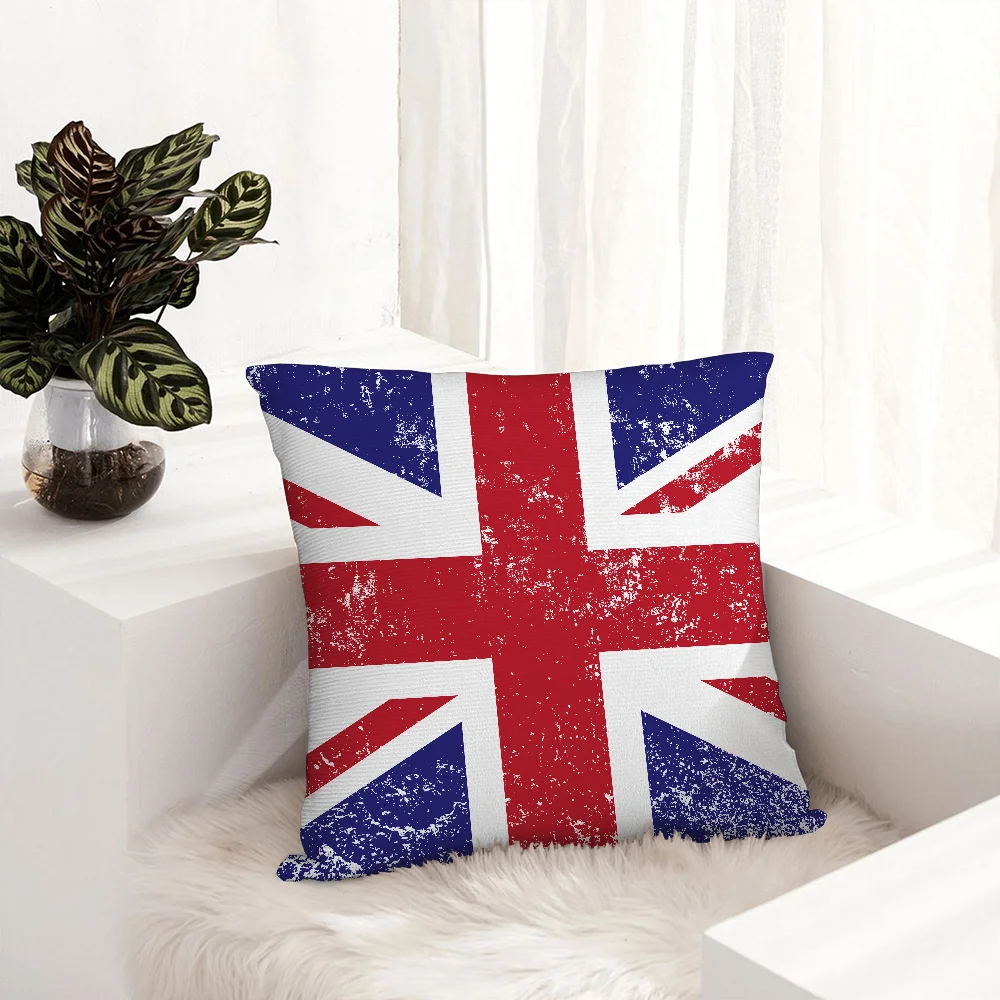 Union Jack Flag Pillow Case Plush Fabric Soft Pillowcase Double Sided Print Sofa Cushion Cover Throw Pillow Cover