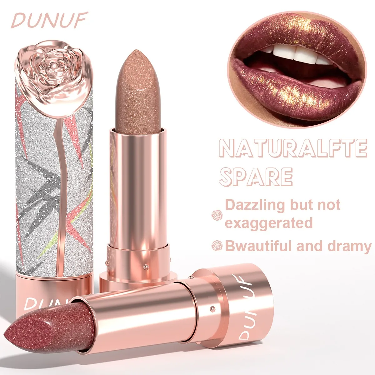 7 Colors Gold Sparkle Metallic Lipstick, Pearl Shimmer Glitter Lip Makeup, High Pigment Velvet Matte Long Lasting Lipstick S5d21720eaa2c4038a91d0df97a907c1fe