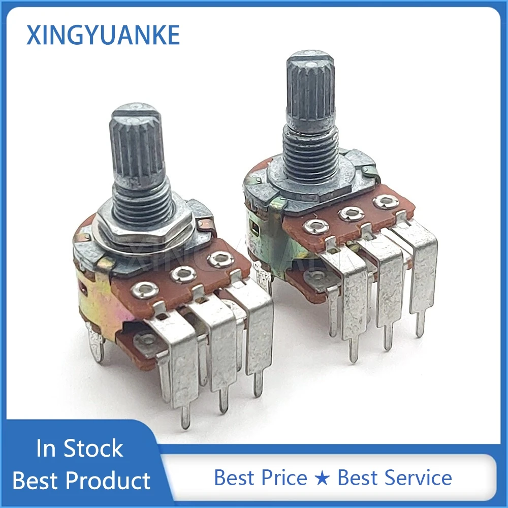 

2PCS 148 Type Audio Volume Carbon Film Potentiometer B10K B50K With Bracket 6-Pin Bent Feet Flower Shaft 15mm Special For D1010