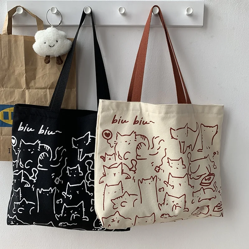 Bolso de lona mujer con diseño gato japonés – cremallera cómodo - imagen 4