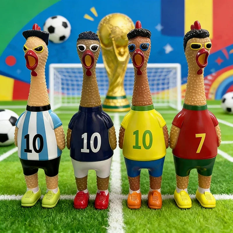 Football Star Screaming Chicken Toy Soft Vinyl Rubber Chicken Squeeze Toy Football Fan Gift Home Decor