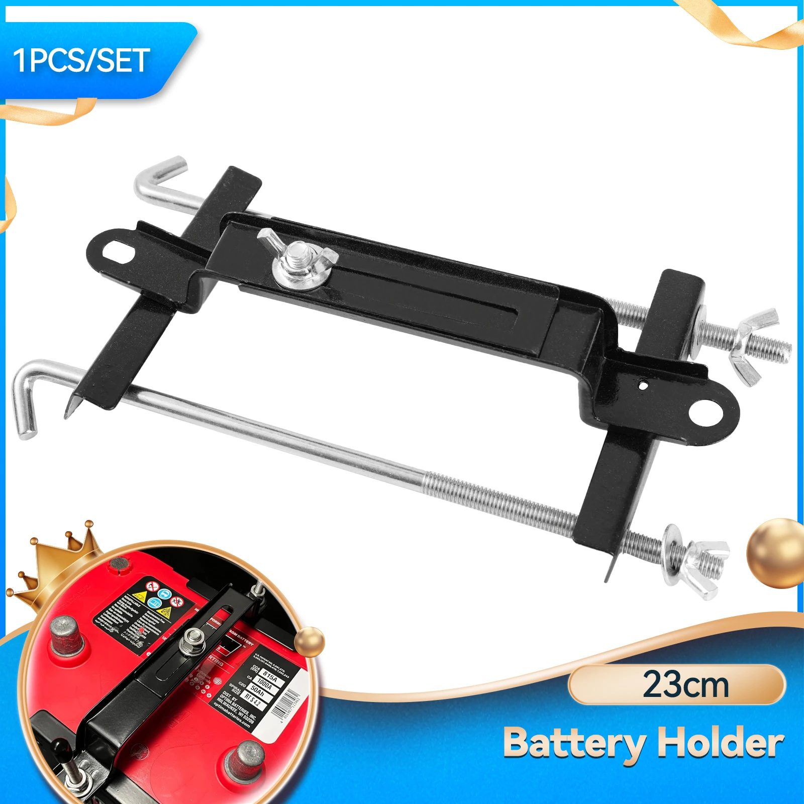 Adjustable Car Crossbar Bracket Corrosion Resistance Crossbar Battery Holder Thickened Crossbar Battery Storage Rack for Car SUV