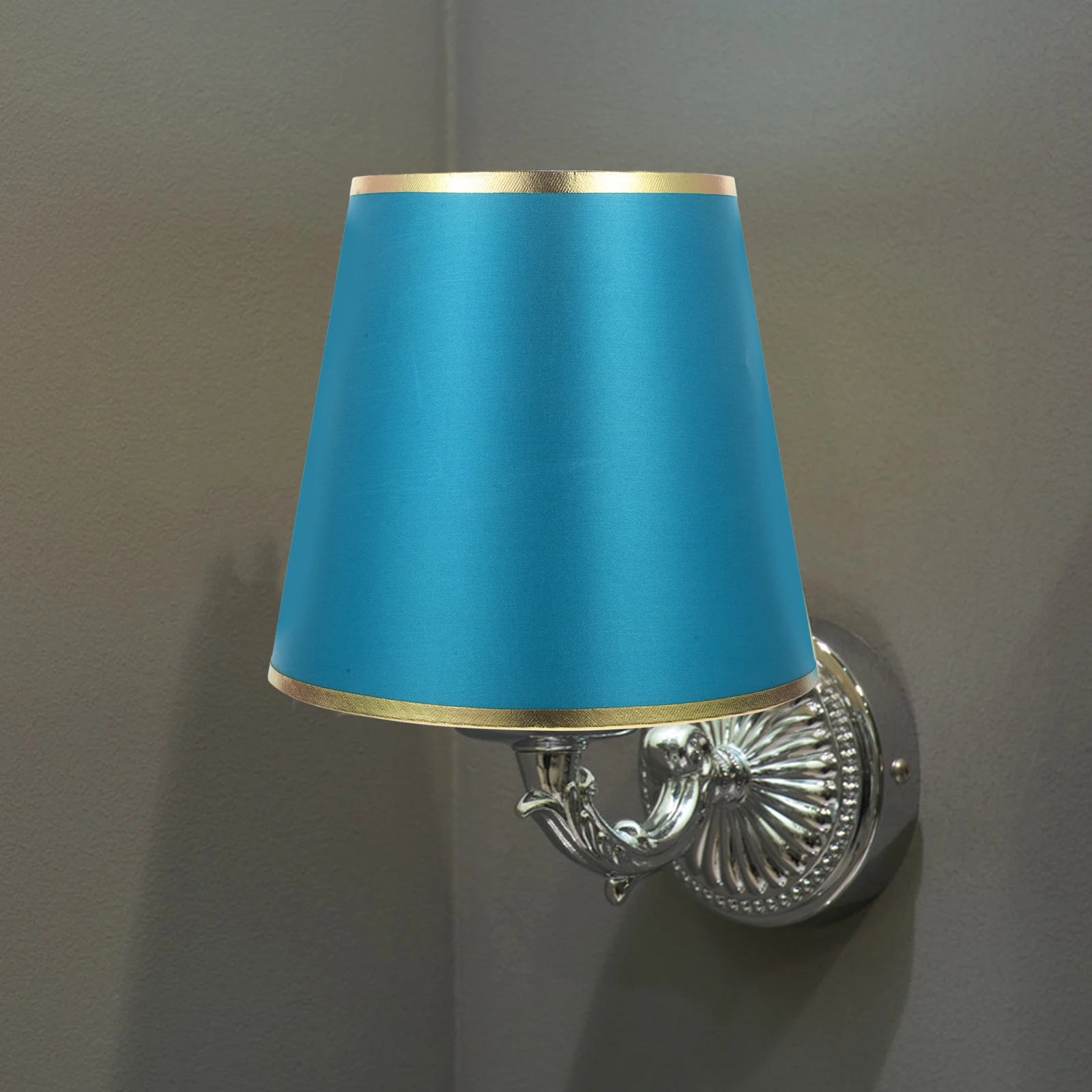 

E27 Round Fabric Lamp Shade 22CM Dark Green Gold Lightweight Bedside Desk Lamp Cover Replacement
