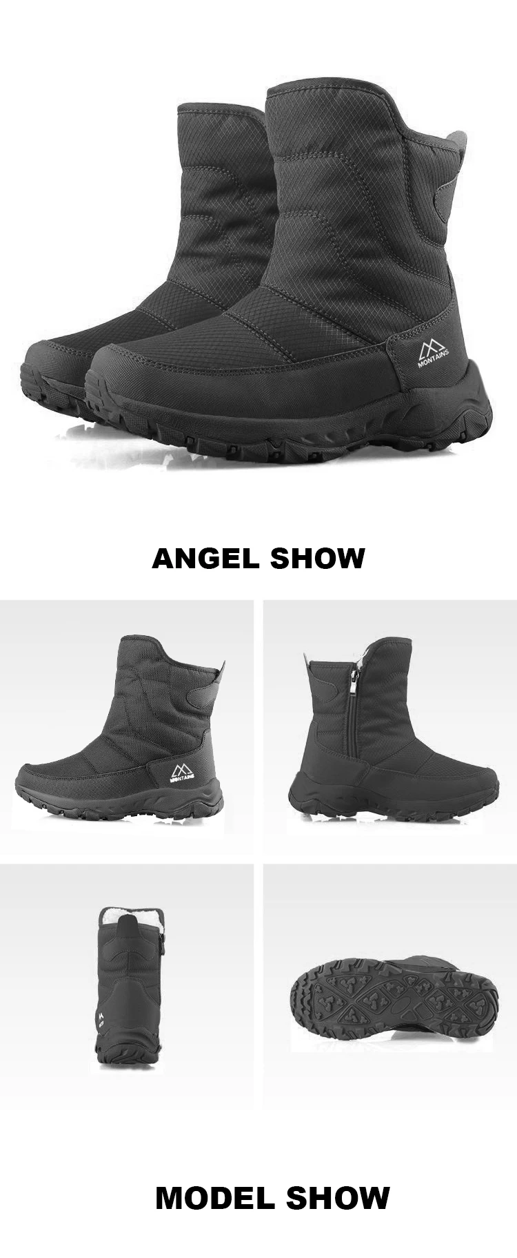 Herren-Winterschuhe, warme Schneestiefel, kniehohe Herren-Winterschuhe, dicke, flauschige Winterschuhe für Herren. – Detail 10