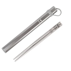 Keith Titanium Chopsticks Hollow Square Chopsticks Camping Traveling Picnic Food Sticks With Colorful Storage Tubes Ti5626