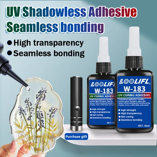Imagen 1 del producto LOOLIFL Nuevo W-183 Fuerte 50ml UV Pegamento Adhesivo de Curado UV Cristal y Metal ABS Bonding Soldadura Con lámpara de curado UV