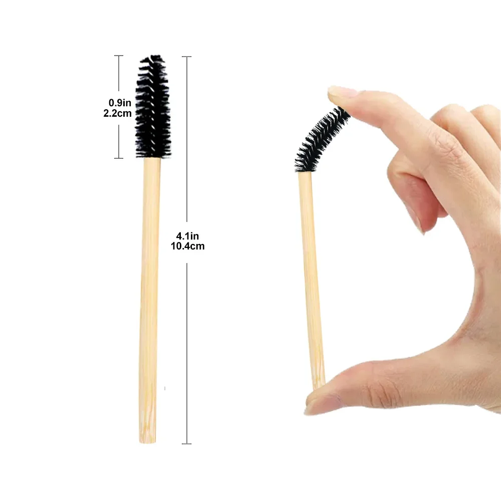 Brochas desechables de bambú para pestañas, maquillaje y belleza cosméticas para juego de herramientas, cristal para extensión de cejas, varita de rímel