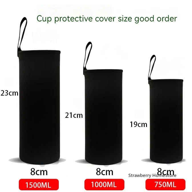 750/1000/1500 ml Sport-Wasserflaschenetui, isolierte Tasche, schwarzer Flaschenträger, isolierte Tasche ﻿ Becher Flaschenetui Sportbecher deckt Tasche ab