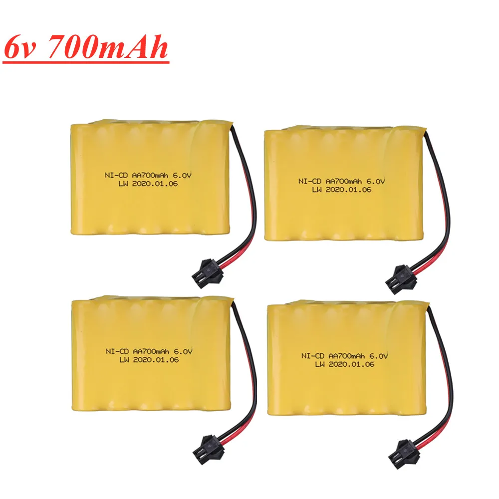 Batteria 6v 700mah AA NI-CD con caricabatterie per WPL C24 RC Car Boat Gun Tank Truck RC Toy Model SM Plug