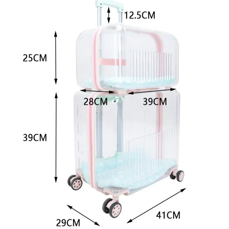 Pet Suitcase Fully Transparent Portable Dog and Cat Luggage of Going Out Space Bag for Air Transport Pet Cage Breathable Handbag